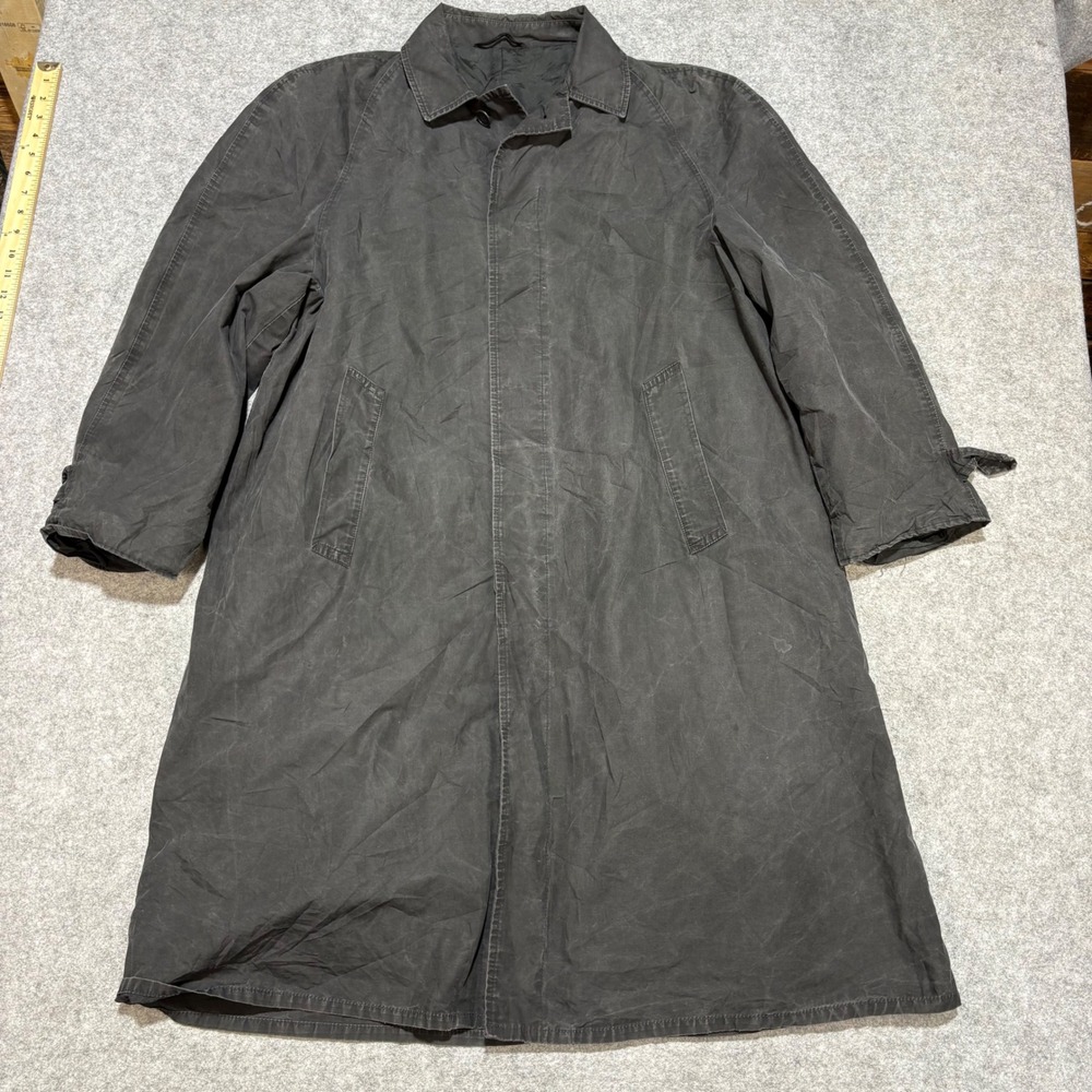 Vintage Alligator Stormwind Black Trench Coat Plaid Lined Water Repellent Mens